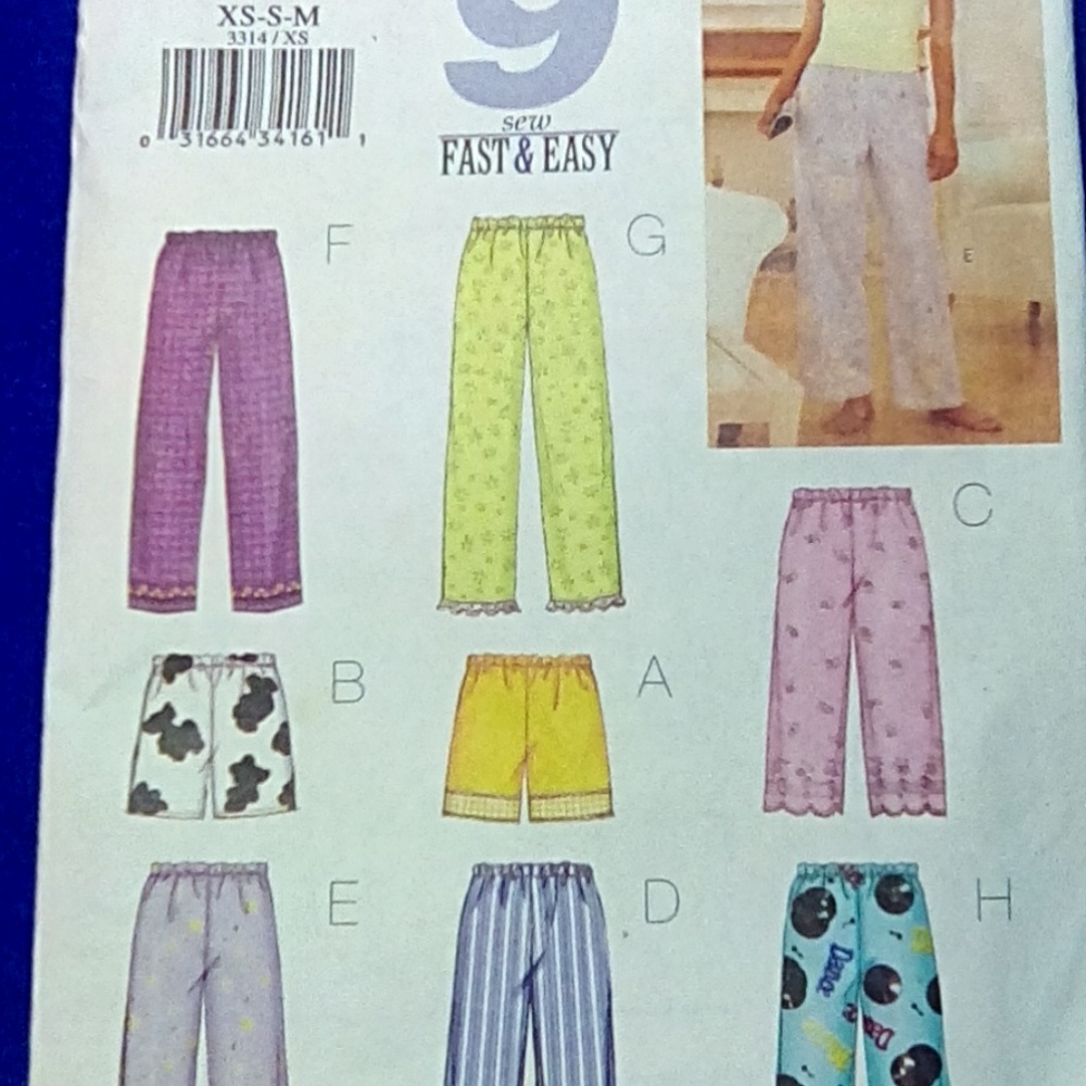 Butterick Lounge Pants Size XS-S-M